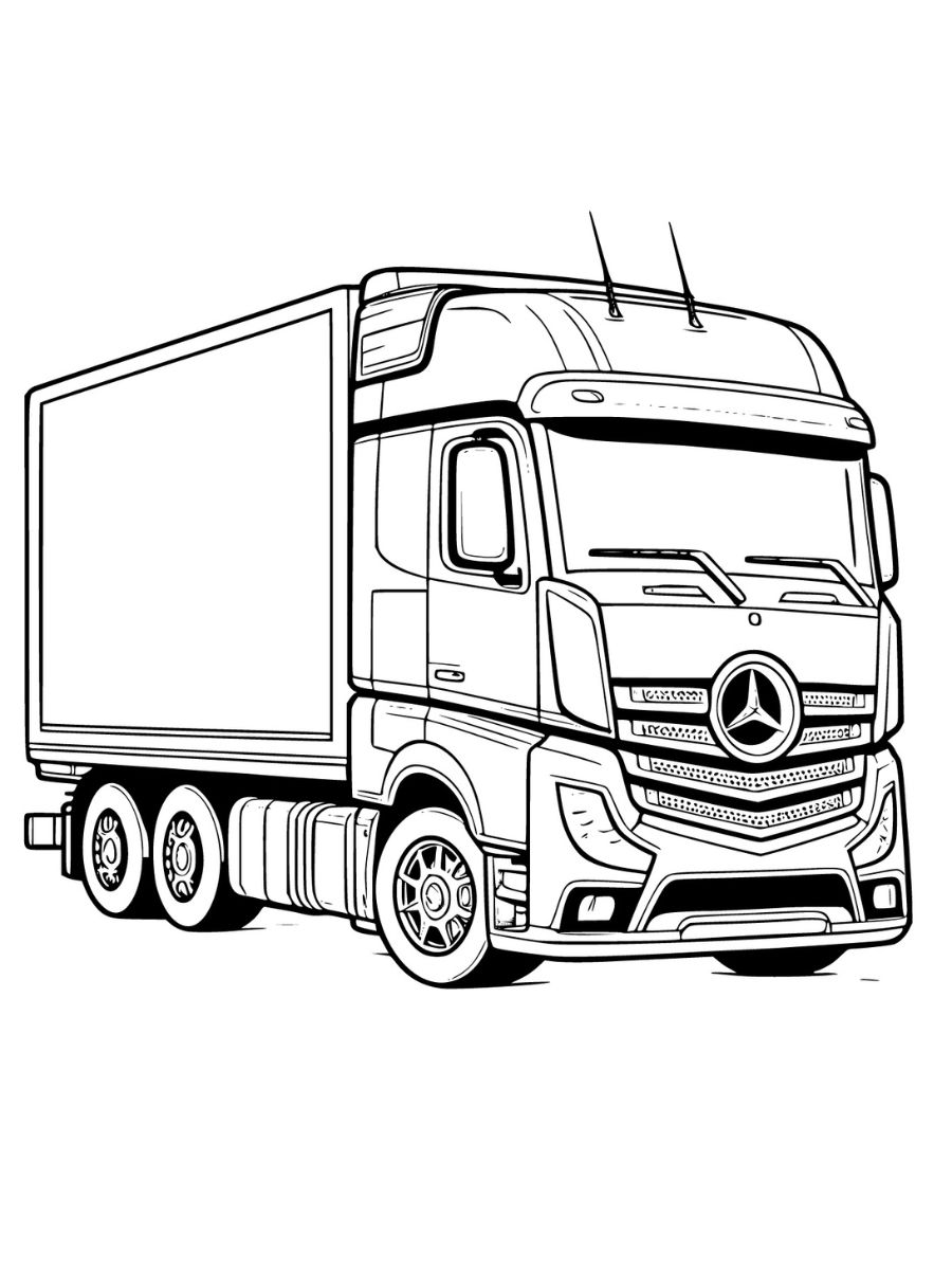 Desenhos de caminhão Mercedes para colorir e imprimir