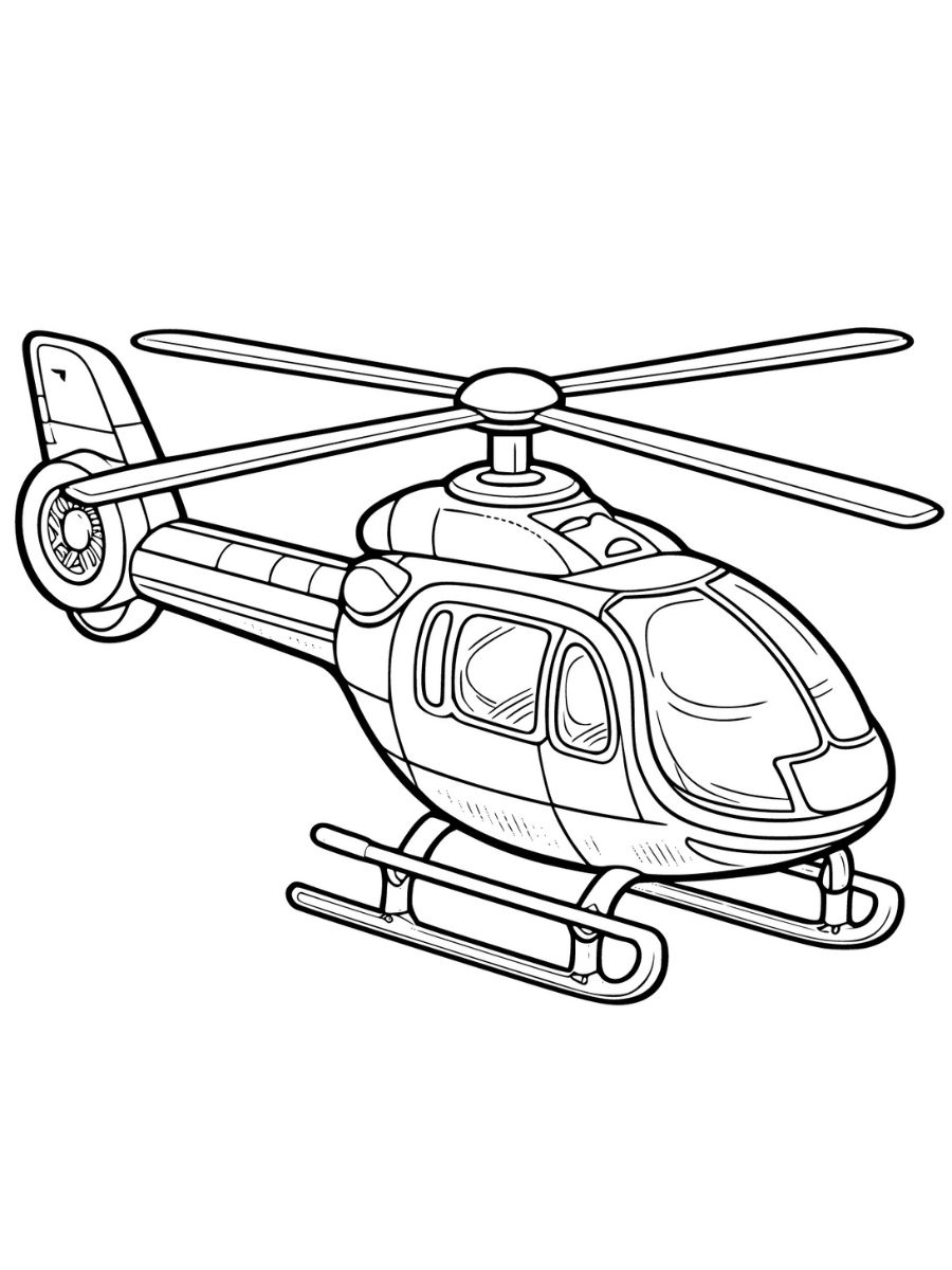 Desenhos de helicóptero para colorir para crianças e imprimir