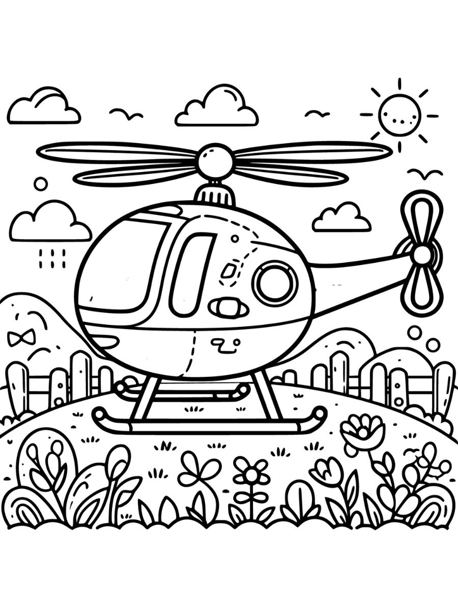 Desenhos fáceis de helicóptero para colorir e imprimir gratuitamente