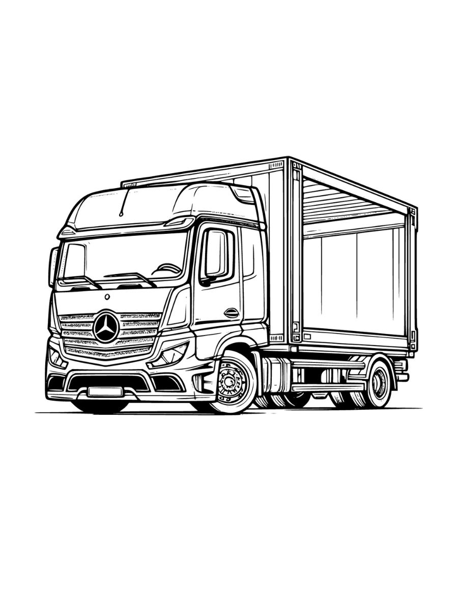 Desenhos para colorir de caminhão Mercedes para imprimir gratuitamente