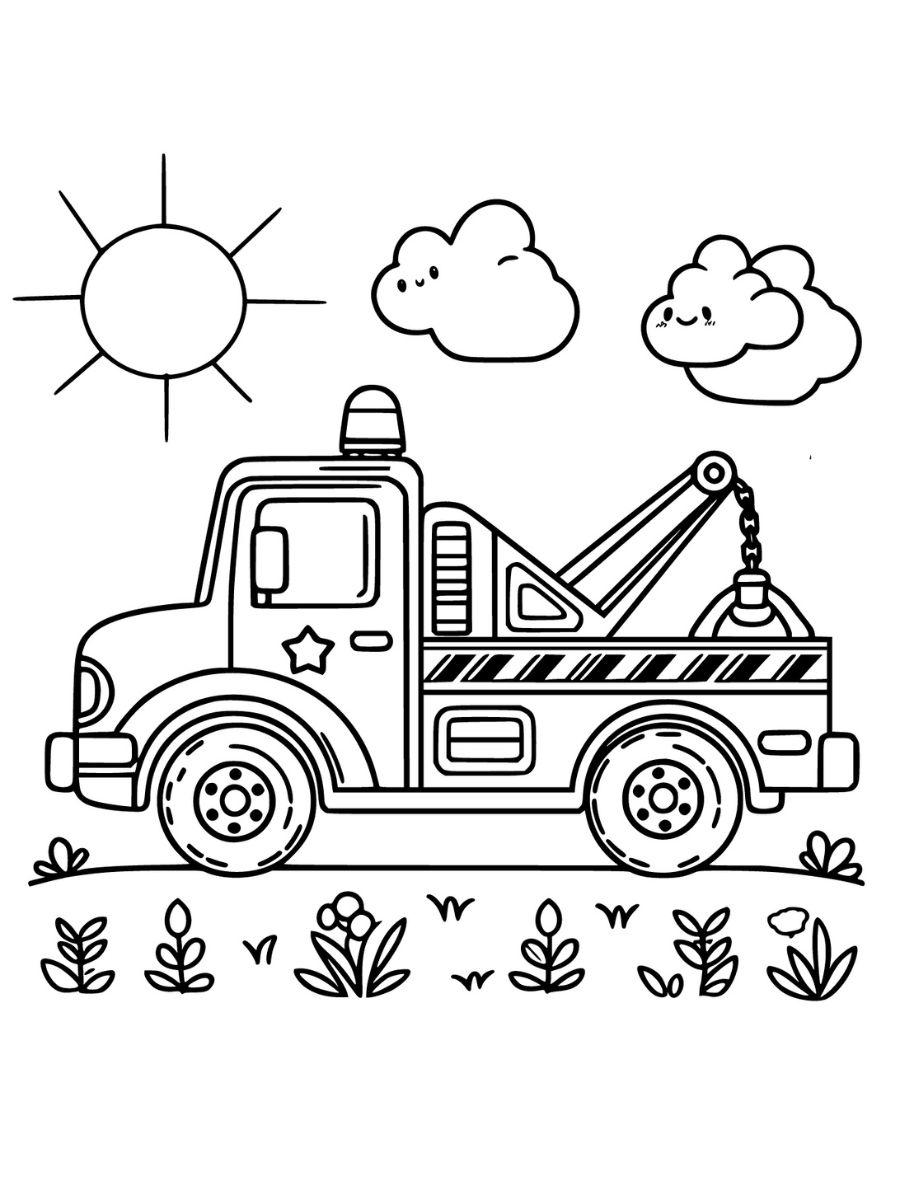 Páginas para colorir de caminhão imprimíveis gratuitamente para crianças