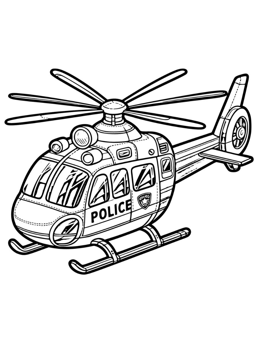 desenhos de helicóptero da polícia para colorir