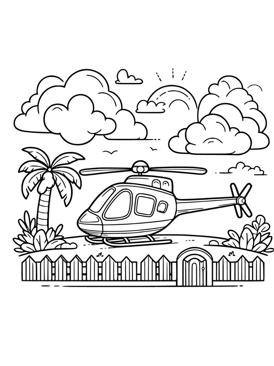 desenhos de helicóptero para colorir PDF grátis