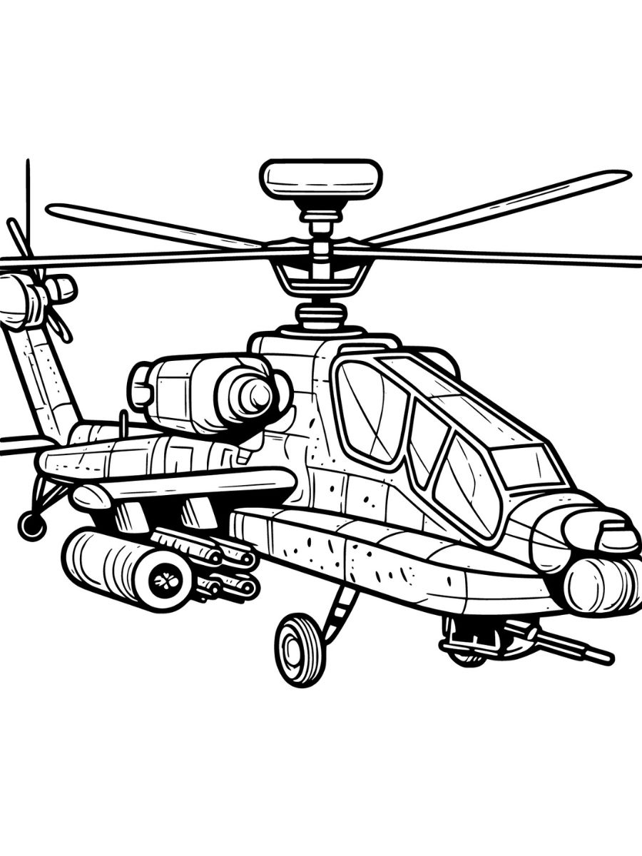 desenhos para colorir de helicóptero de ataque grátis