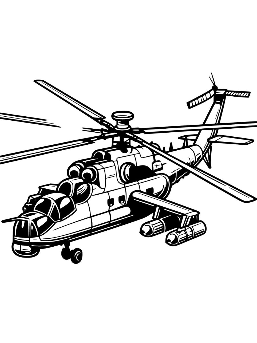 desenhos para colorir de helicóptero de ataque