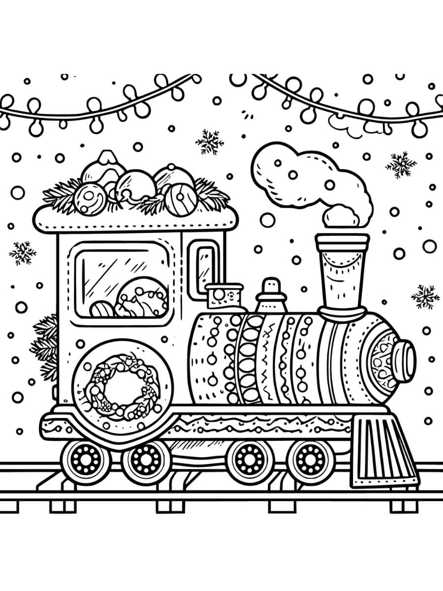 trem para colorir natal