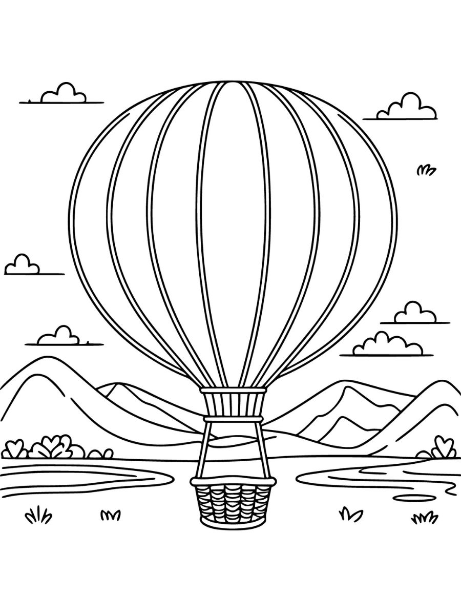 desenho de balão de ar quente para colorir