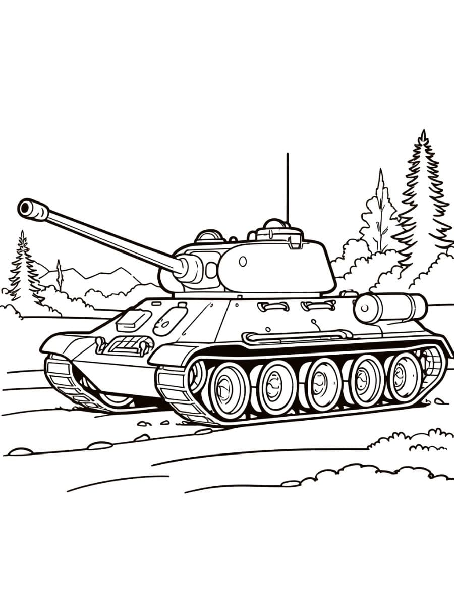 desenho para colorir tanque de guerra imprimível e gratuito