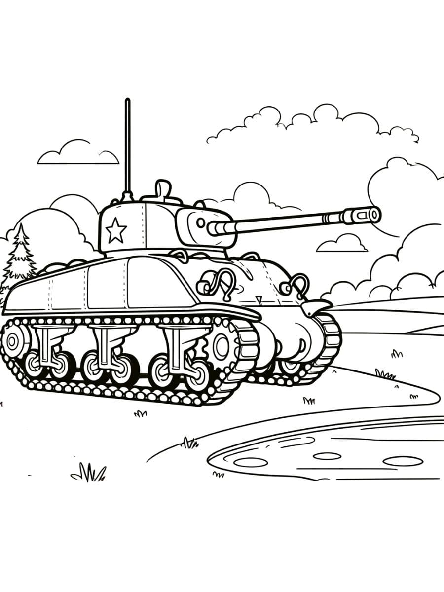 desenho para colorir tanque de guerra para imprimir