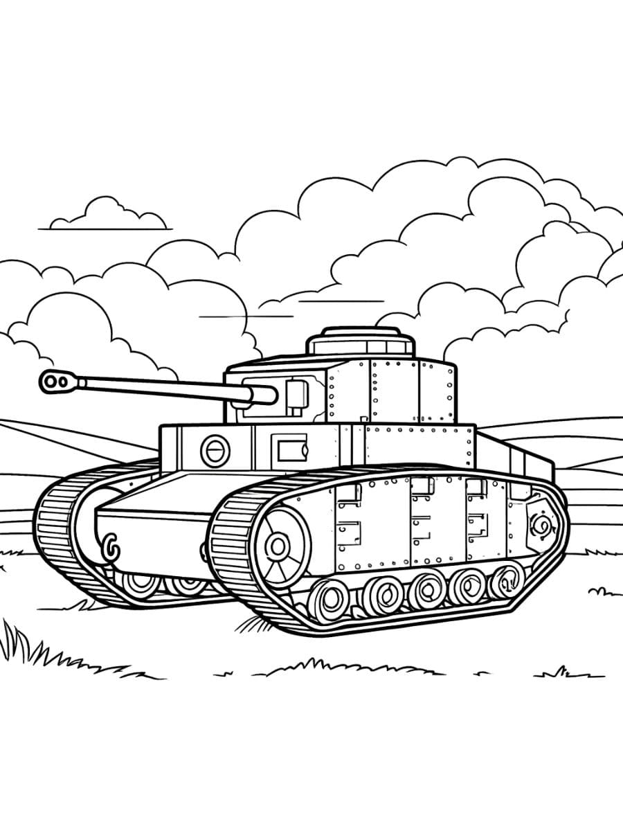 tanque de guerra para colorir grátis para imprimir