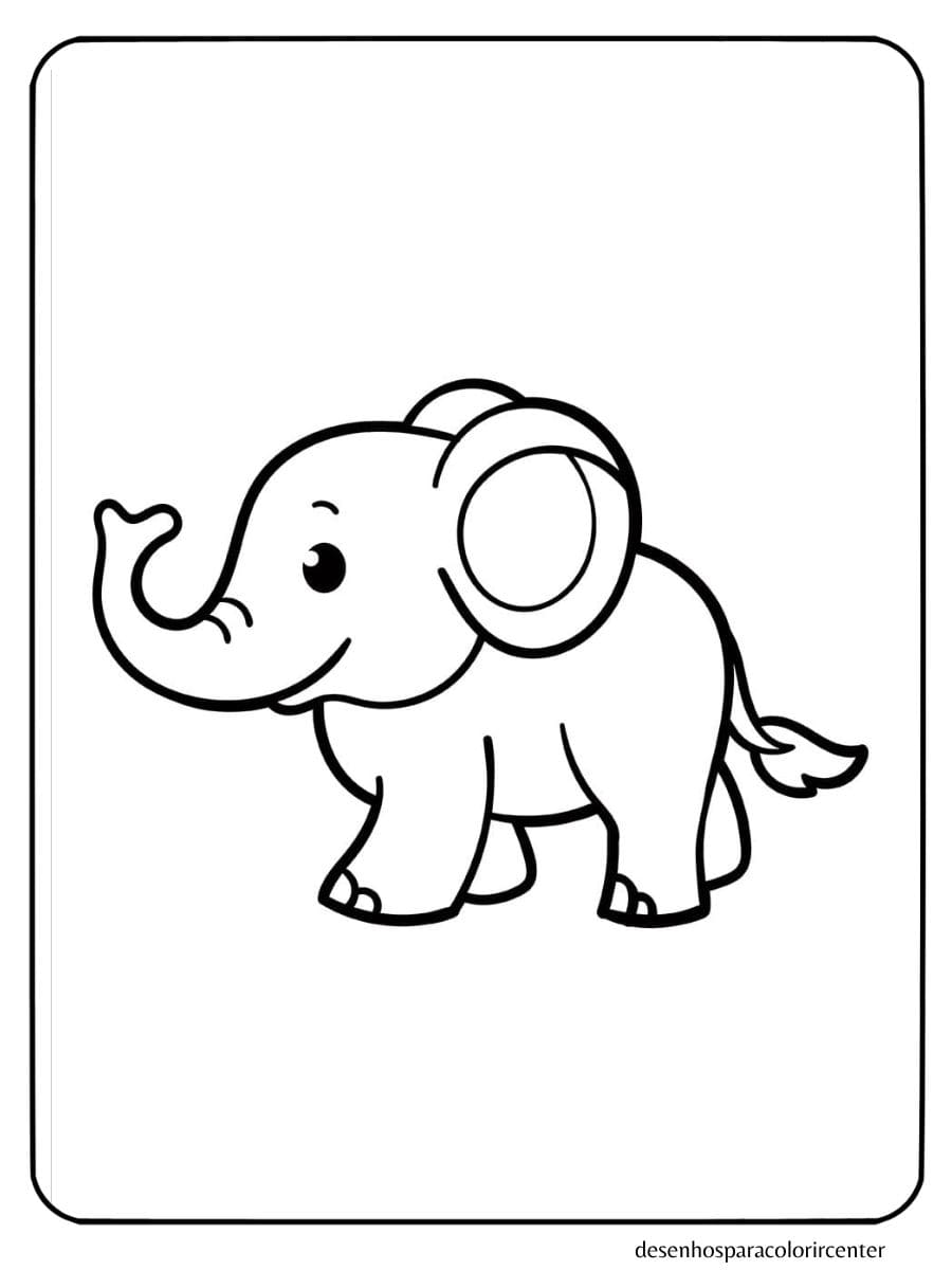 elefante para colorir simples e sem muitos detalhes