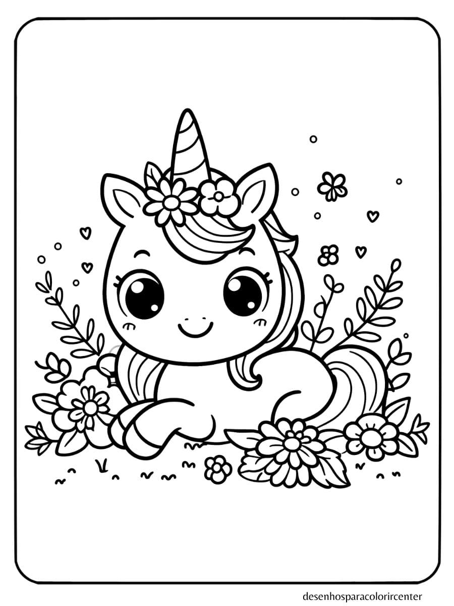 colorir e imprimir unicornio desenho