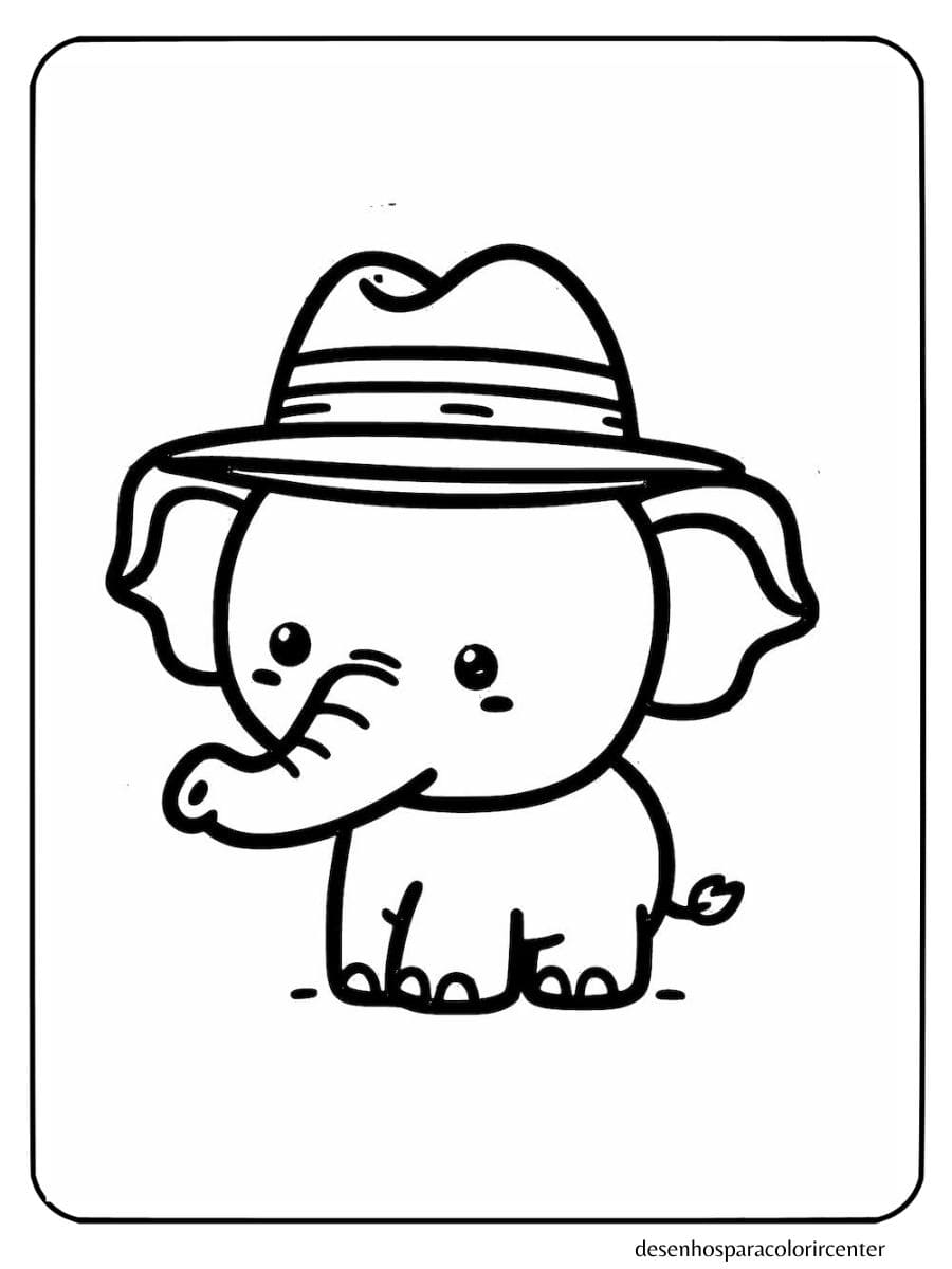 elefante para colorir com chapéu engraçado