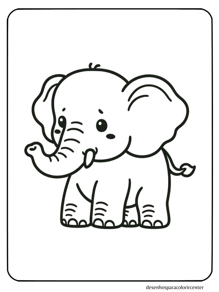 elefante para colorir simples e sem muitos detalhes