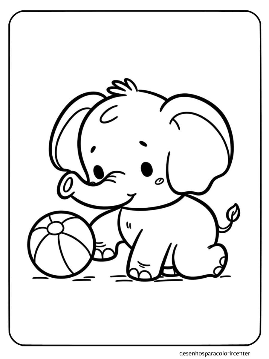 elefante para colorir brincando com uma bola