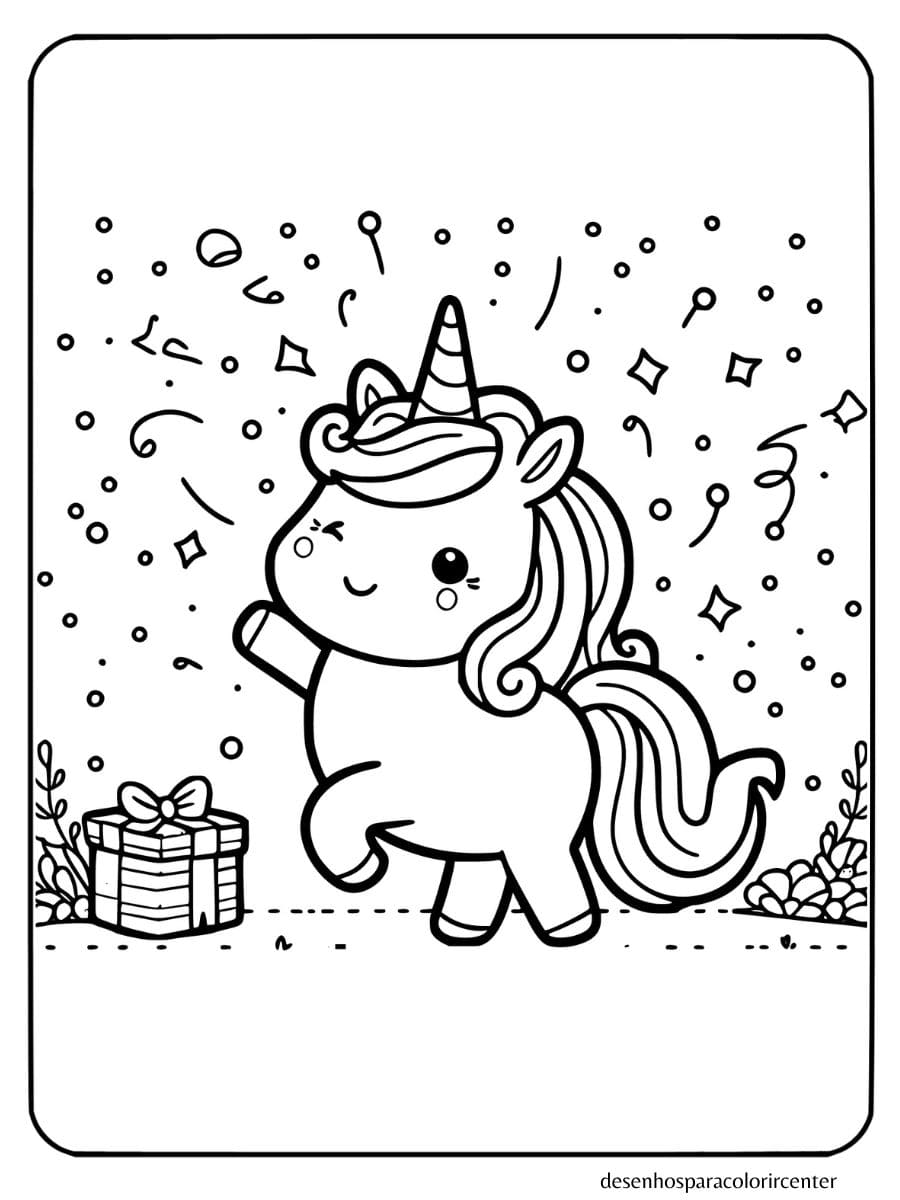 unicornio para colorir com confete