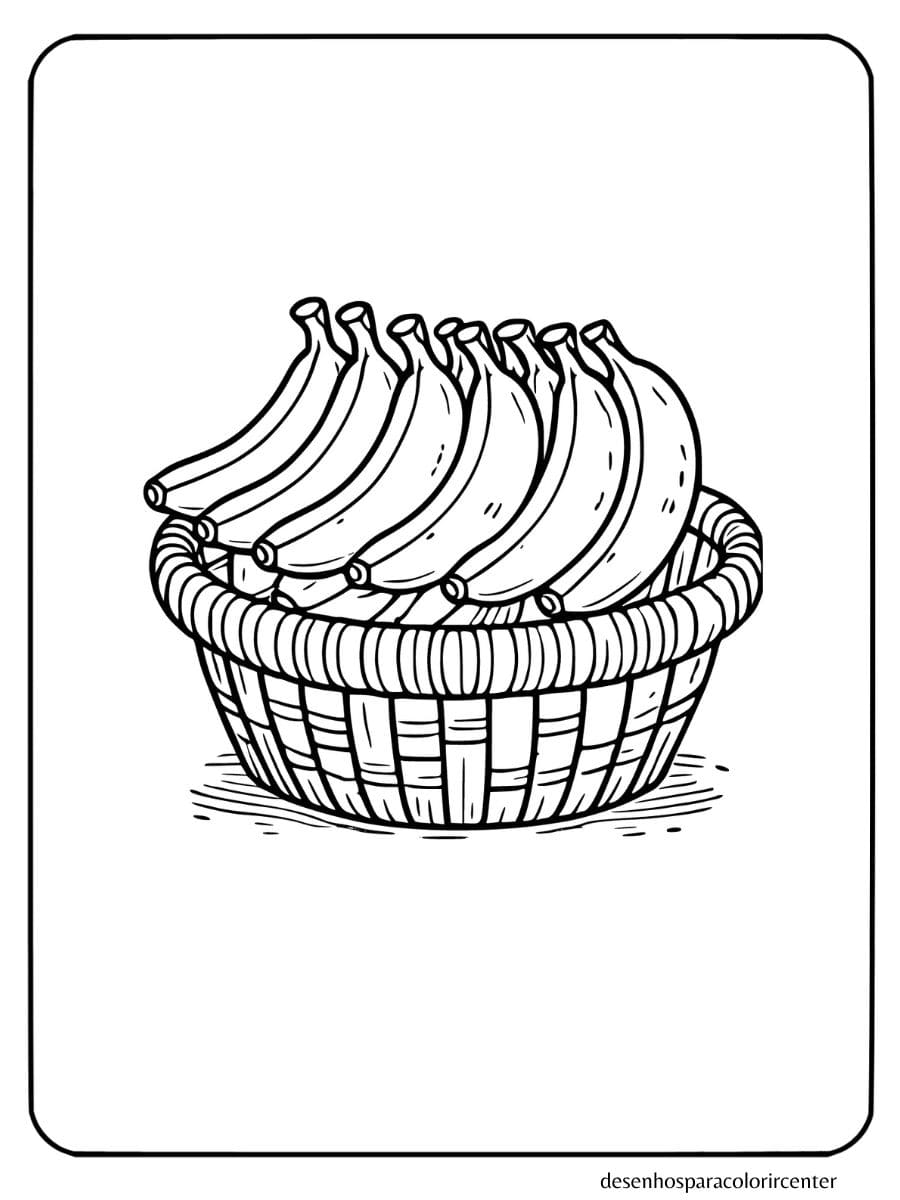 Cesta de bananas para colorir