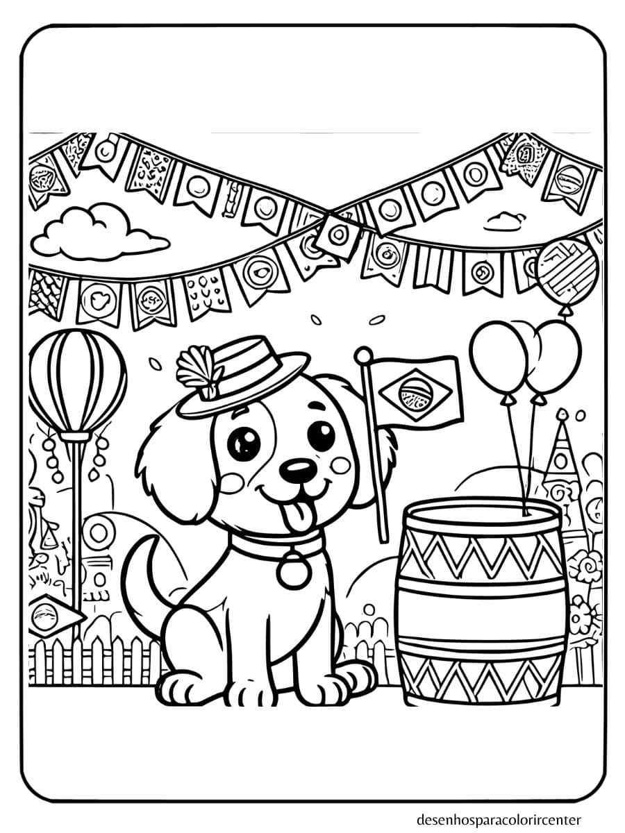 cachorro para colorir em festival brasileiro