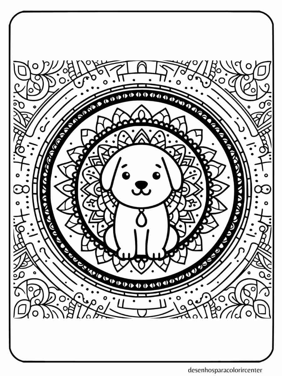 cachorro para colorir mandala