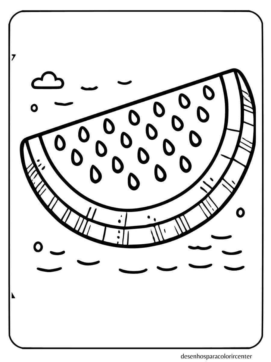 Fatia básica de melancia para colorir em fundo branco