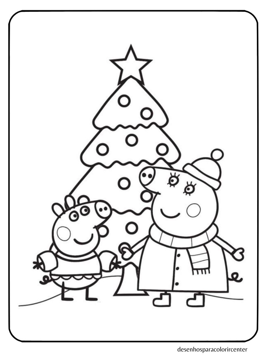 desenho para colorir peppa pig natal