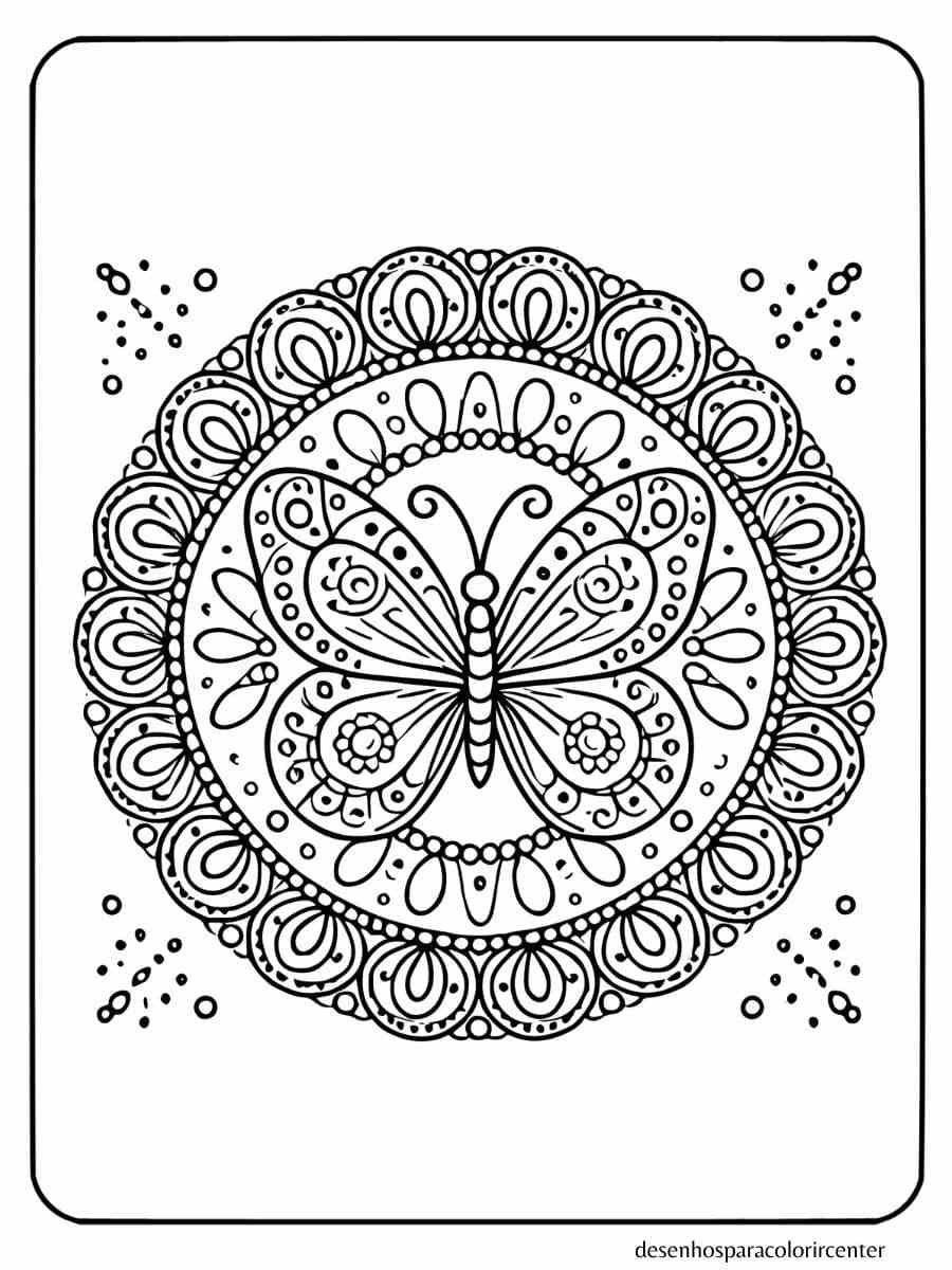 borboleta para colorir mandala detalhada