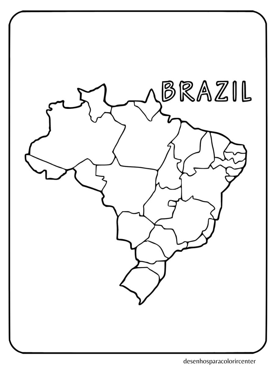 mapa do brasil para colorir simples com fronteiras estaduais