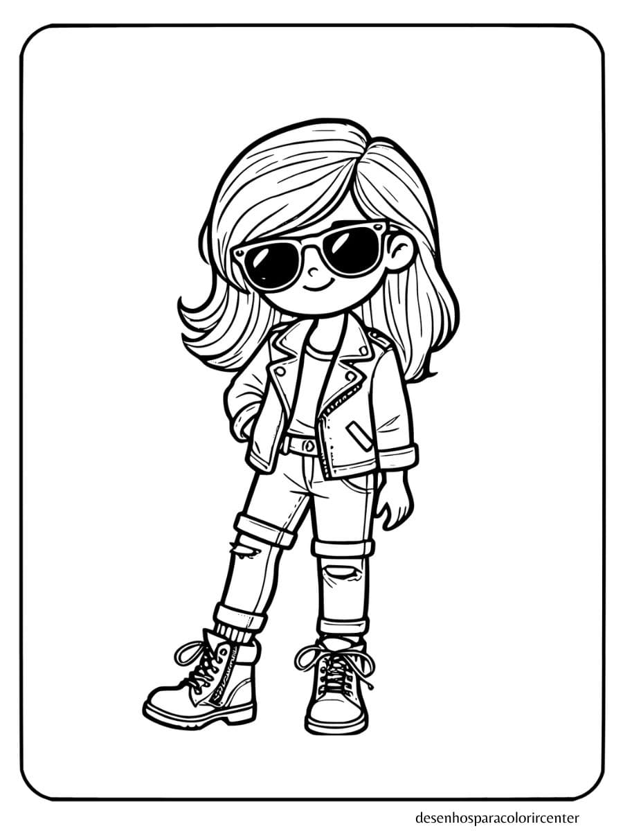 Menina Cool para colorir