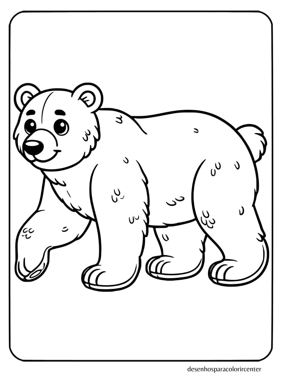 Urso básico em pé sem fundo para colorir