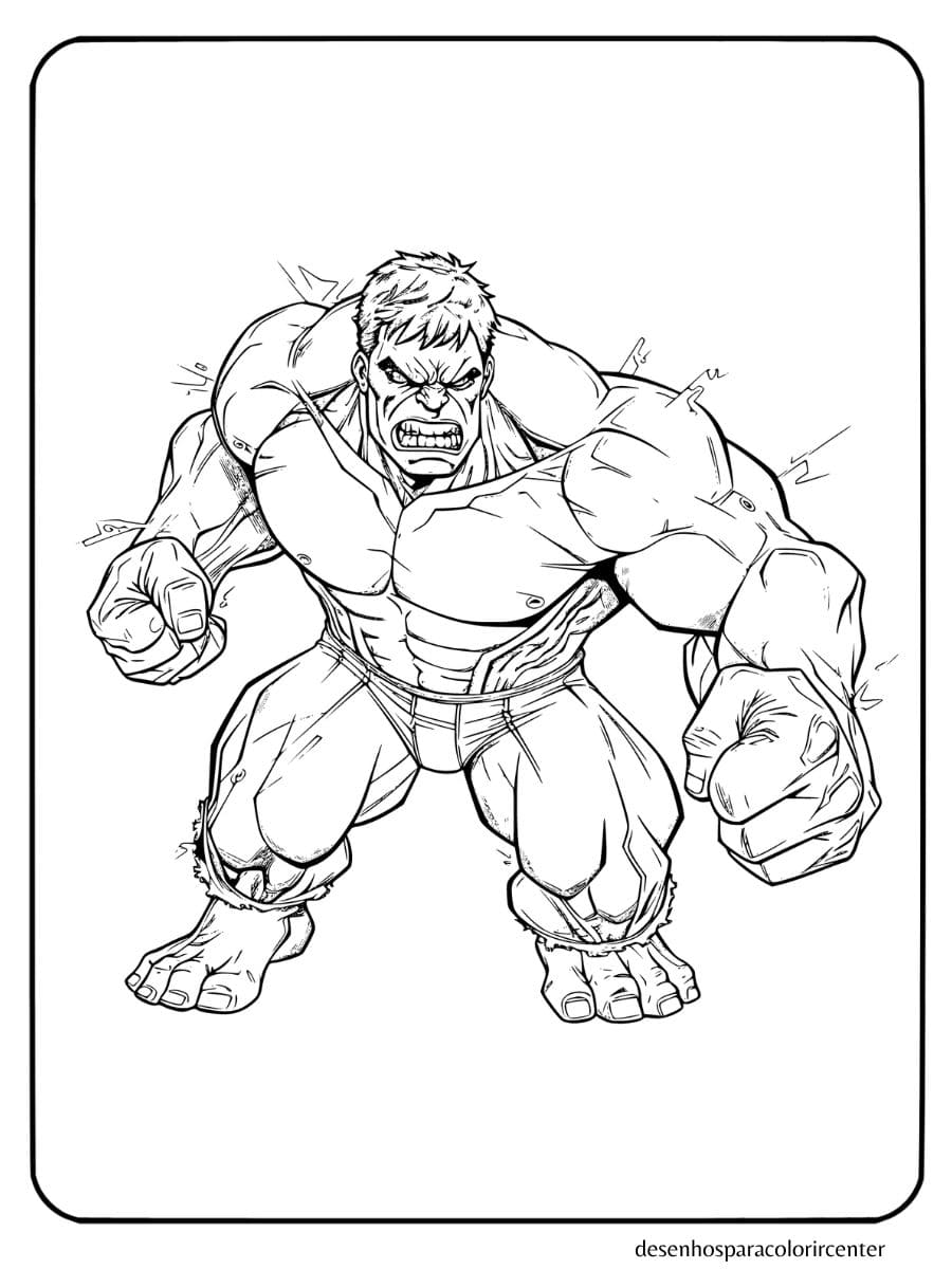 hulk posição de ataque para colorir