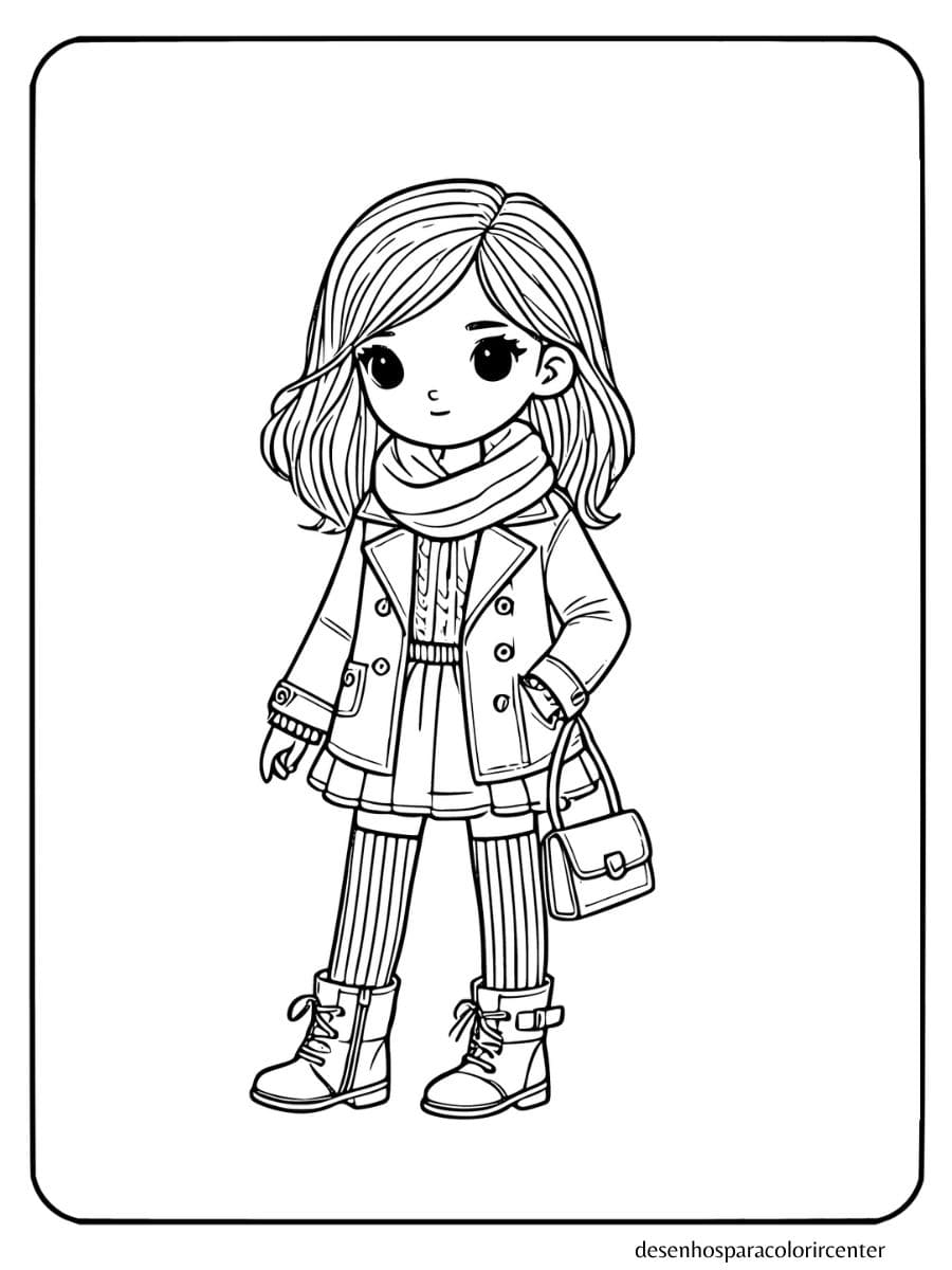 Menina Fashion para colorir