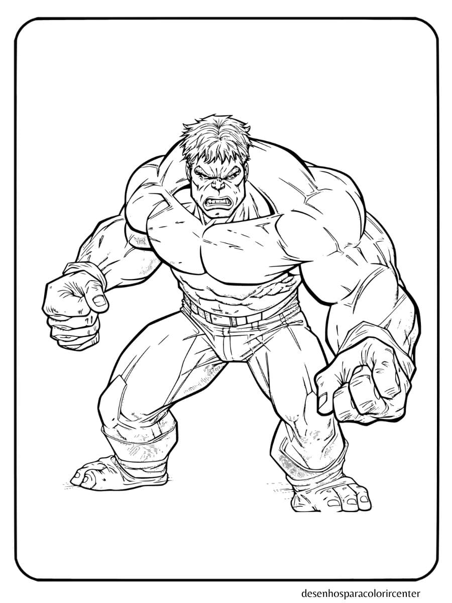 hulk se preparando para lutar para colorir