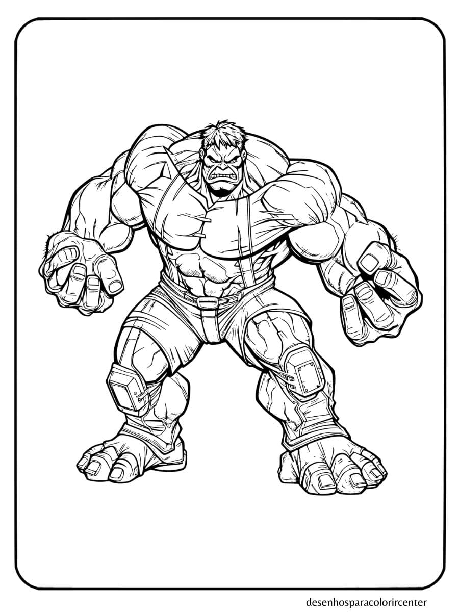 hulk pronto para a batalha para colorir