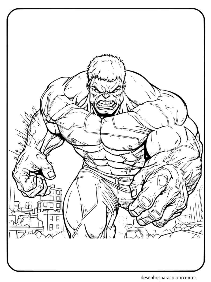 hulk avancando com determinacao muscles enormes para colorir