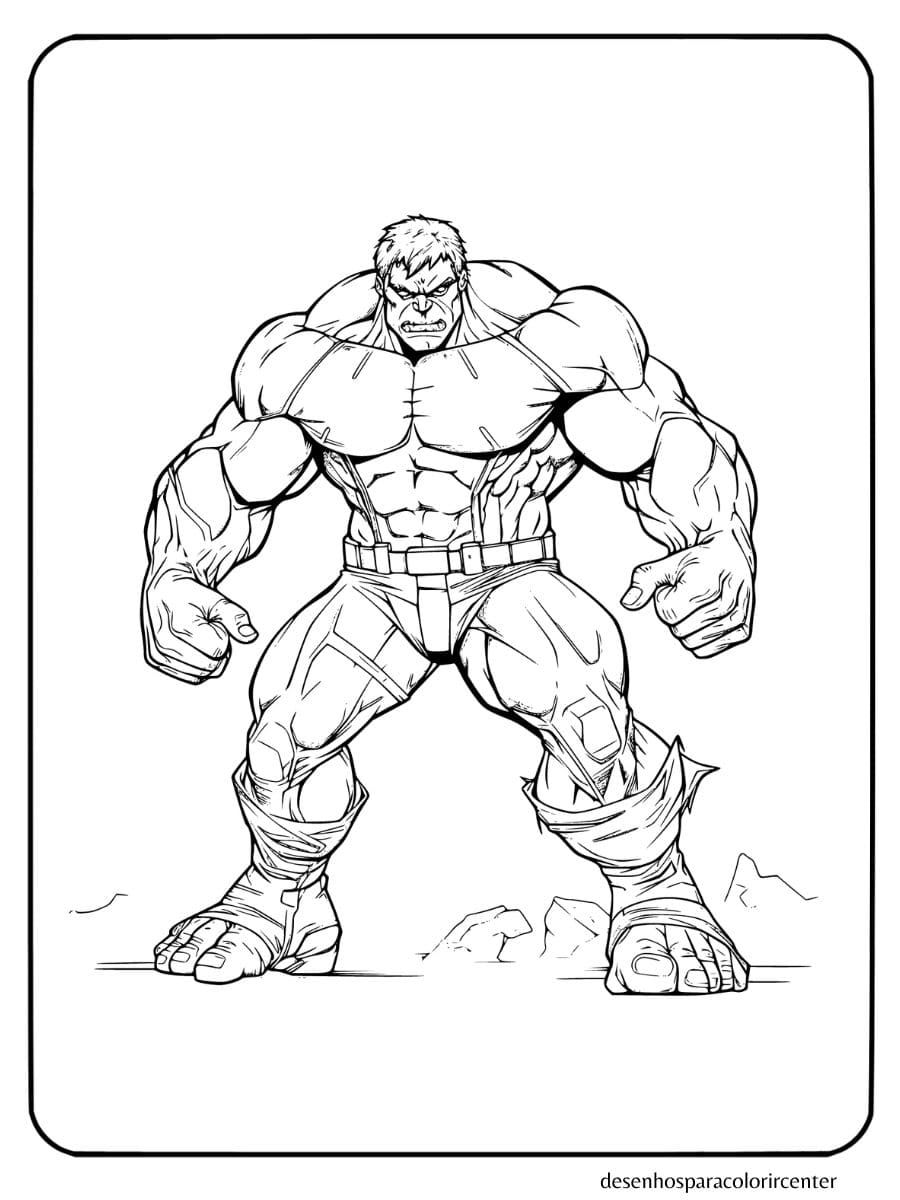 hulk pose forte para colorir